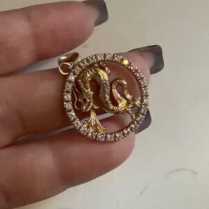 610 16k solid gold Gold Dragon Pendant Necklace Charm with Crystal from Vietnam